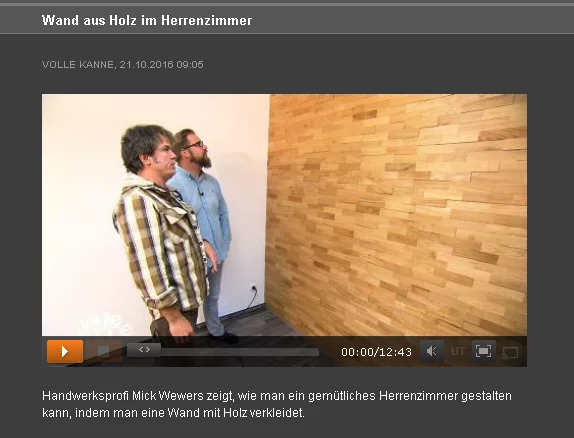 wodewa im ZDF "Volle Kanne" Echtholz Wandverkleidung